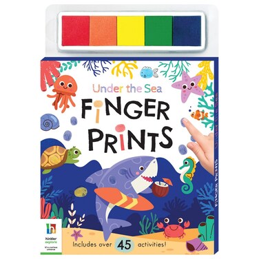 Hinkler Under The Sea Finger Prints - DIY Fingerprint Art Kit for Kids includes 48-page book of colouring and activity and 5 finger paints.