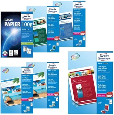 Avery Zweckform 1198 Photo Paper A4 Printable Both Sides 120 g for Colour Laser Printers Pack of 200 Sheets