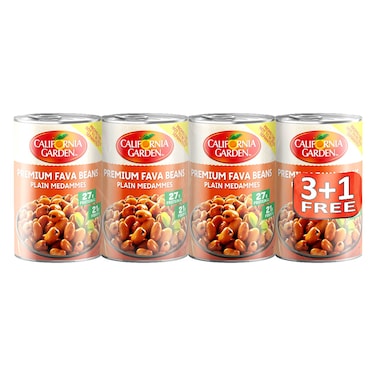 California Garden Plain Medammes Premium Fava Beans, 450g Pack of 4