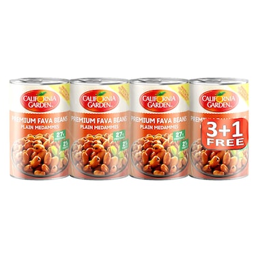 California Garden Plain Medammes Premium Fava Beans, 450g Pack of 4