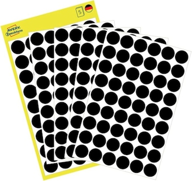 Avery Zweckform 3140 Color coding dot permanent stickers &Oslash; 12 mm, Set of 270, Black