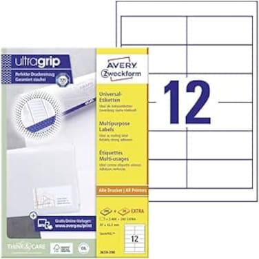 Avery Zweckform 3659-200 Universal Labels 97 x 42.3 mm for Inkjet Laser Copy White