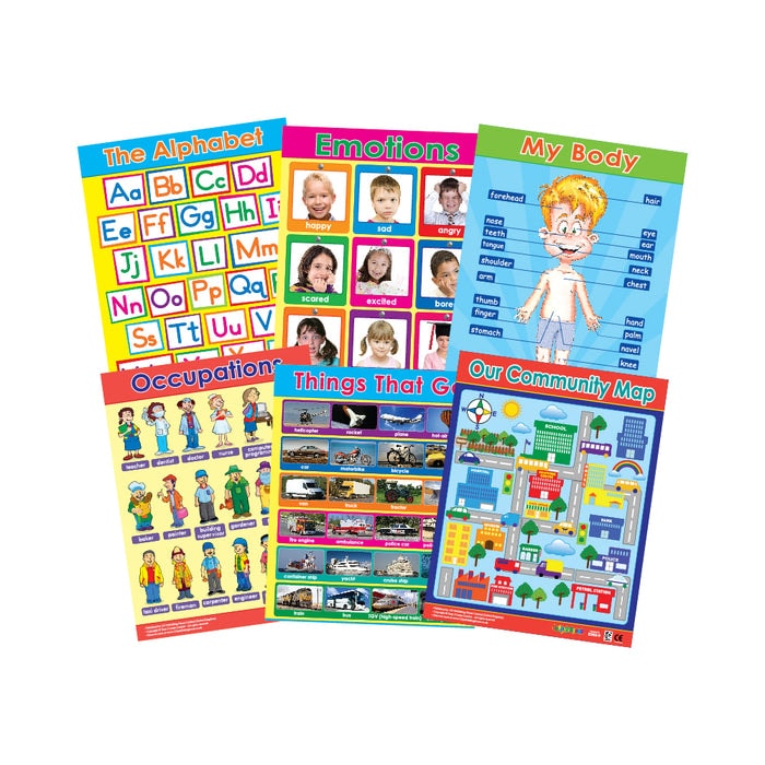 Buy Early Learning Charts (6 Wall Charts) - Educational Wall Chart Pack ...