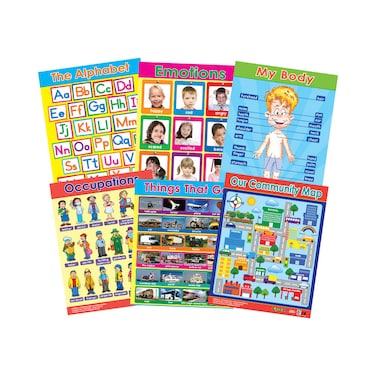 Early Learning Charts (6 Wall Charts) - Educational Wall Chart Pack in English