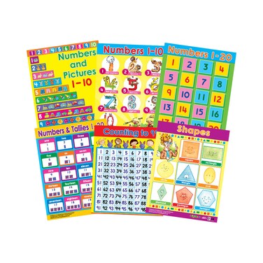 Numbers &amp; Shapes (6 Wall Charts) - Educational Wall Chart Pack in English