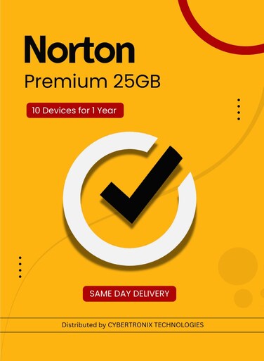 Norton Premium 25GB   10 Devices for 1 Year   PC / Mac&reg; / Phones / Tablets   Digital License   SAME DAY DELIVERY