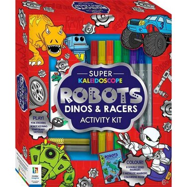 مجموعة الأنشطة روبوتات ديناصورات وسيارات سباق من سوبر كالايدوسكوب (64 صفحة، غلاف ورقي)
