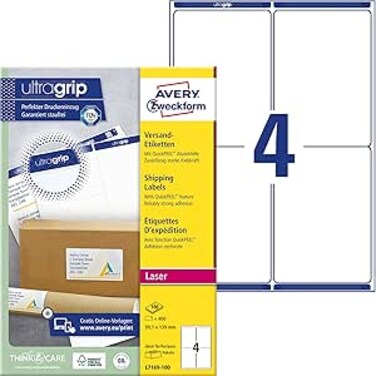 Avery Zweckform Address and Shipping Labels for Laser Printers wei&szlig; (blickdicht)