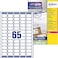 AVERY Self Adhesive Mini Organising Return Address Labels, Laser Printers, 65 Labels Per A4 Sheet, 6500 UltraGrip L7651, White, L7651-100, 707948