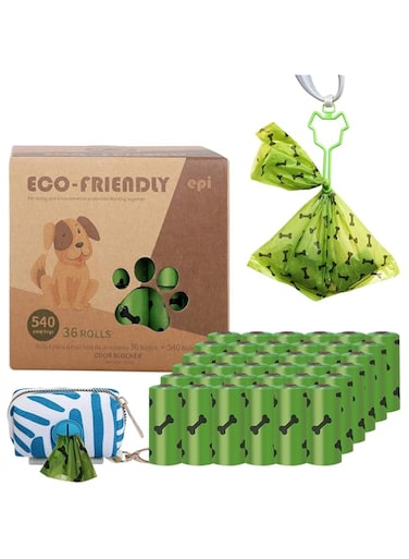 Okbuynow Dog Poop Bags Biodegradable Pets Waste Bag with Dispenser and Leash Clip for Dog Extra Thick 100% Leak Proof Bag 540 Doggy Bags 36 Rolls 9" x 13