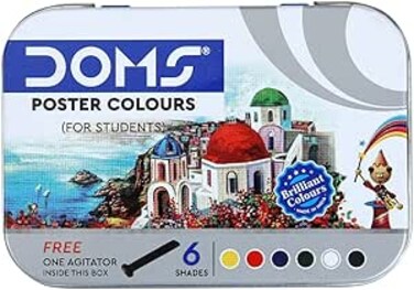DOMS Non-Toxic Poster Colour Set in Tin Box (6 Assorted Shades x 2 Set)
