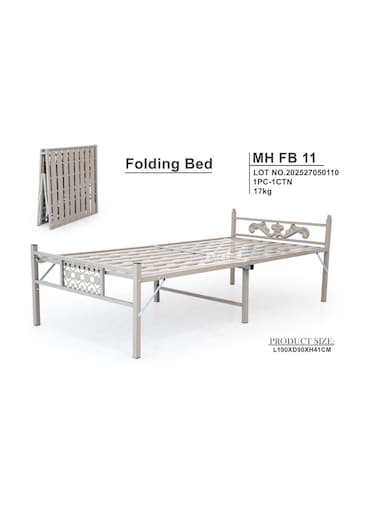 Galaxy Design Steel Folding Metal Bed without Mattress (Single, Blue, 190 X 90 CM)