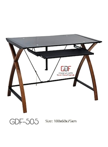 Galaxy Design Glass Top Office Table &ndash; Modern Computer Desk with Keyboard Tray for Home &amp; Office