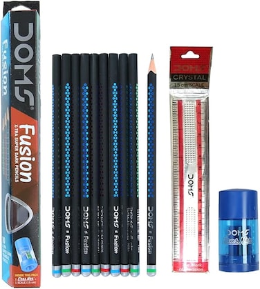 DOMS Fusion X-tra Super Dark Pencils (Set of 2 Packets - 20 Pencils)