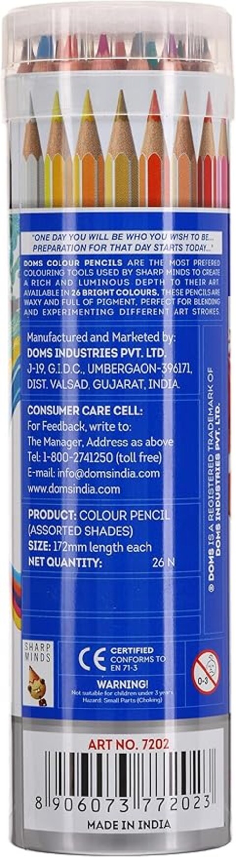 Doms Non-Toxic Colour Pencil Set in Round Tin Box (24 Assorted Shades x 1 Set)