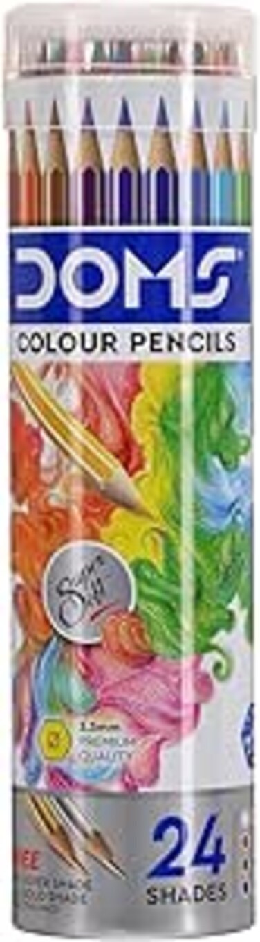 Doms Non-Toxic Colour Pencil Set in Round Tin Box (24 Assorted Shades x 1 Set)