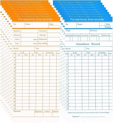 200PCS Time Cards for Employees &ndash; 2 Sided Time Cards for Employees Biweekly Monthly Sheets Time Clock for Employees Time Sheets Daily Monthly Timesheet for Employee Attendance