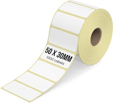 1 Roll, 1000 Labels 1000 Direct Thermal Barcode Label Sticker, 5cmx3cm Sticky Labels, 50mmX30mm, Pack of 1, 1000 Labels