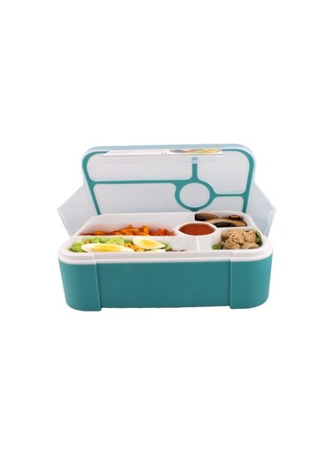 Bento Lunch Box -Leakproof, BPA-Free, Airtight Tiffin with Spoon &amp; Fork- 5 Compartments, 1100ml, Microwave Safe Bento Box For Kids &amp; Adults - Ideal for School &amp; Office (Teal)