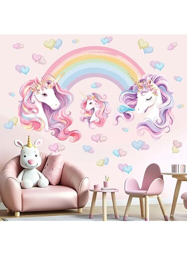 Unicorn Rainbow Wall Stickers for Girls: Peel and Stick Unicornio Cloud Wall Decals - Wall Decor Art Kids Supplies Ages 1-12 Year