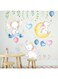 BPA&reg; Large Colorful Flying Elephant Wall Decals, Cute Elephant Hanging Vine Leaves Balloon Stars Wall Stickers, MYKASEN Removable Cartoon Animals Wall Decor for Baby Kids Boy Girl Bedroom Nursery