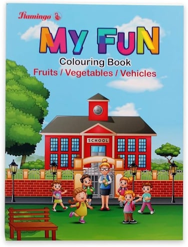 Flamingo Coloring Book: 64 Pages - Fruits, Vegetables, Vehicles
