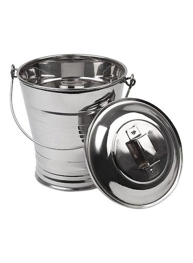 Stainless Steel Bucket With Lid Silver 4Liters