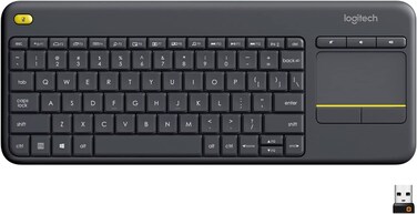 Logitech K400 Plus TKL Wireless Membrane Keyboard for PC/TV/Laptop/Tablet with Built-in Touchpad &ndash; Black (International Version)