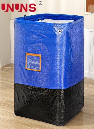 Large Capacity Moving Bags,1Pc 250L Waterproof Storage Bins With Drawstring And Visual label for Bedding,Clothes,and More,Ideal for Home Organization and Relocation,50x50x100cm,Black Blue