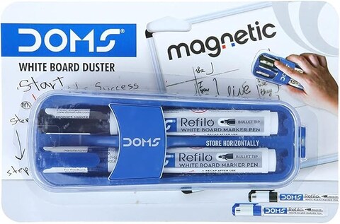 DOMS Magnetic White Board Duster Pack Includes: 2x White Board Markers