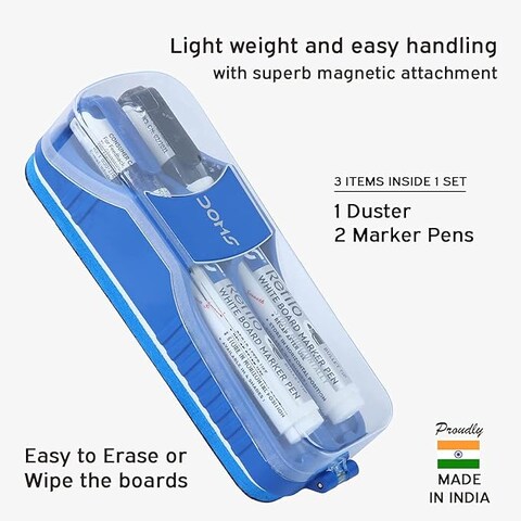 DOMS Magnetic White Board Duster Pack Includes: 2x White Board Markers
