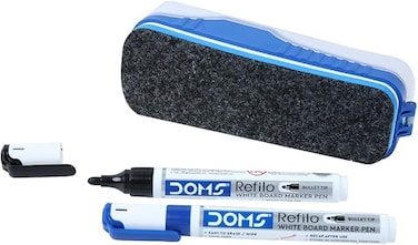 DOMS Magnetic White Board Duster Pack Includes: 2x White Board Markers