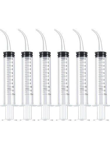 Big Bargain Store Syringe Pet Feeder 6 Pack 12ml with Curved Tip Disposable Syringe,Cats,Dogs, Small Animals, Liquid Injection, Dental Care (Without Needle)