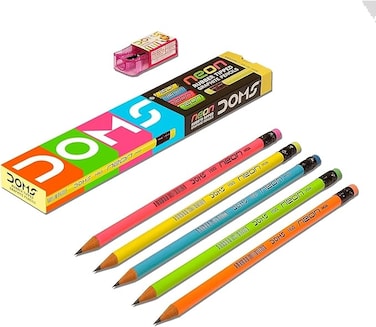 DOMS HB/2 Neon Round RT Pencils 12-Pieces
