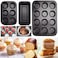 3-Piece Non-Stick Bakeware Set &ndash; 12-Cup &amp; 6-Cup Muffin Pans + Loaf Pan &ndash; Carbon Steel Cupcake Tray &amp; Bread Baking Tin &ndash; Easy Release, Kitchen Essentials for Muffins, Cakes &amp; Breads