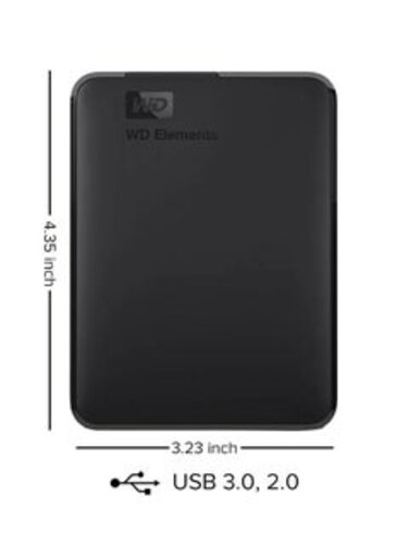 1TB Elements Portable External Hard Drive USB 3.0 - Black, WDBUZG0010BBK 1 TB
