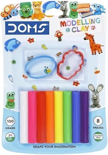 DOMS Modelling Clay 8 Shade (100 gms) + 2 Shape Toys