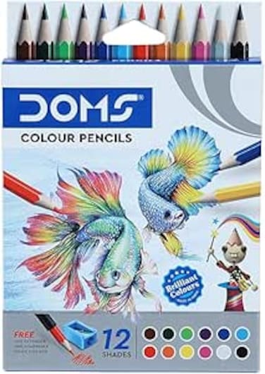 Doms Non-Toxic Half Size Colour Pencil Set in Cardboard Box (12 Assorted Shades x 10 Set) (Model: DM3443P10)