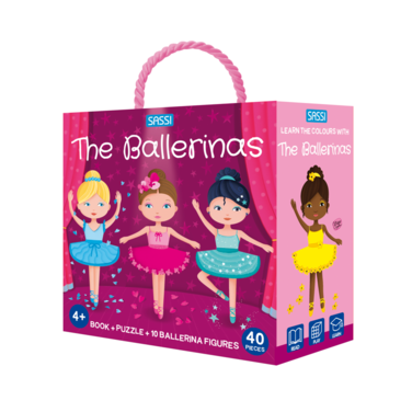 Sassi Q‑Box The Ballerinas   Kids Activity Box with Book, Puzzle &amp; Play Pieces   Ballet and Dance Theme Set for Ages 3+