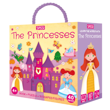 Sassi  Q‑Box The Princesses   Kids Activity Box with Storybook, Puzzle &amp; Play Pieces   Fairy Tale Princess Theme Set for Ages 3+