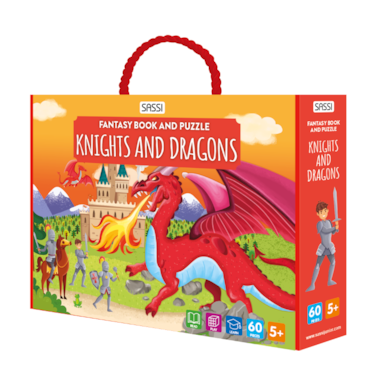 Sassi Fantasy Book and Puzzle &ndash; Knights and Dragons   Children&rsquo;s Story &amp; 3D Puzzle Activity Set   Imaginative Play Kit