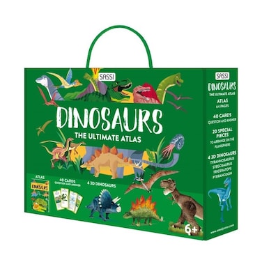 Sassi The Ultimate Dinosaurs Atlas &ndash; Hardcover Illustrated Dinosaur Encyclopedia for Kids   Big Educational Atlas with Maps, Facts &amp; Activities