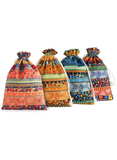 SumDirect 20 Pcs 5x7 inches Egyptian Ethnic Style Jewelry Coin Pouches Candy Gift Bags Cotton Sachet Purse with Drawstring for Party Wedding Holiday (5x7inches, Mixed Color)
