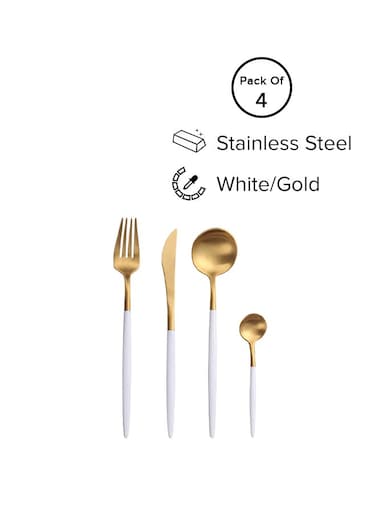 HOME 4-Piece Stainless Steel Cutlery Set White / Gold