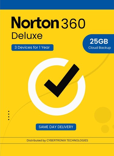 Norton 360 Deluxe   3 Devices for 1 Year   25GB Cloud Backup   PC / Mac&reg; / Phones / Tablets  Digital License   SAME DAY DELIVERY
