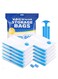 9-piece reusable vacuum storage bag and travel hand pump, (50*70-3 packs, 60*80-3 packs, 80*100-2 packs, travel hand pump-1 pack) can store quilts/pillows/towels, various daily necessities, and it is more convenient to use with electric pumps.