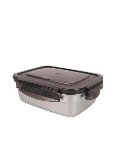 High Stainless Steel Rectangular Container, Leakproof airtight Lid, 850 ML, Pack of 1, Silver