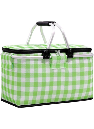 BIGTHREE Picnic Basket, Picnic Handbag, Folding Picnic Basket, Portable Picnic Basket, Thermal Insulation, Waterproof, Keeps Food Temperature, Usd for Hiking, Picnicking, Family Vacations