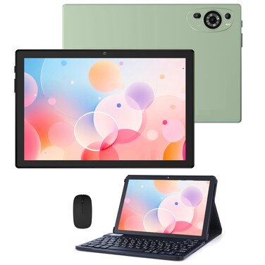 C idea 10.1&quot; Smart Tablet CM8200 Plus, Android 14 Kids Computer with wireless keyboard, protective cover, Dual SIM 5G LTE, WiFi, Zoom &amp; TikTok supported (Green).