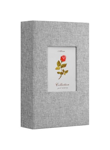 Linen Photo Album 4x6 300 Photos Fabric Cover Picture Books Albums Wedding School Family Anniversary Baby Memory Engagement Travel Albums(Grey, 300 Pockets)